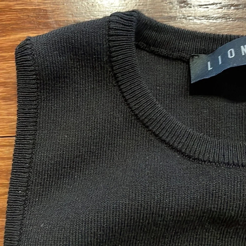 LIONESS women’s Military Minds mini dress black knit drawstring sides ruching SM
